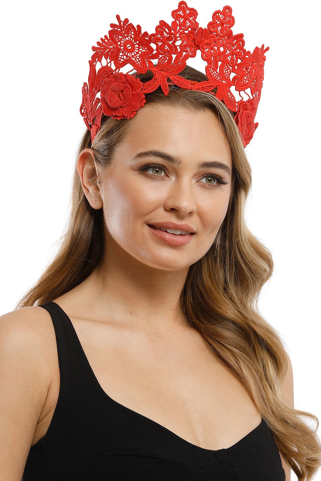 Morgan and Taylor - Floral Lace Halo Fascinator - Burnt Orange - Product