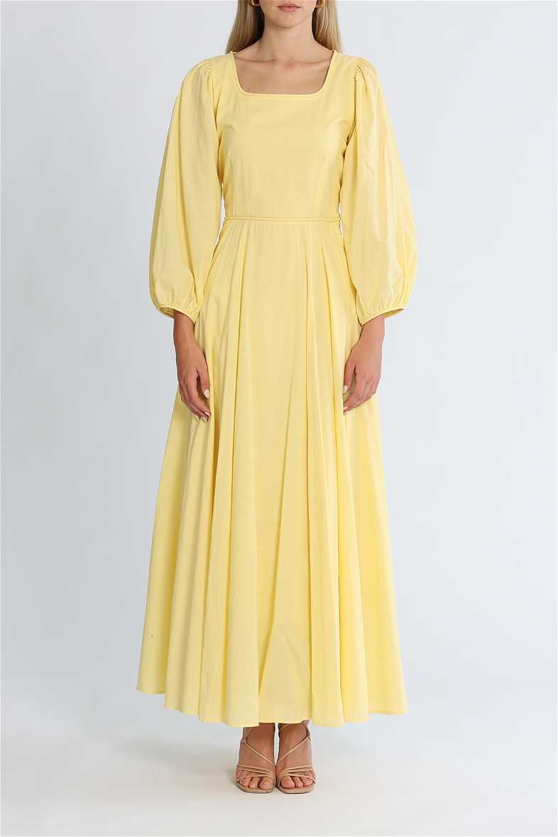 Hire Emilia Long Sleeve Maxi Dress - Lemon | Morrison | GlamCorner Hire Emilia Long Sleeve Maxi Dress - Lemon | Morrison | GlamCorner