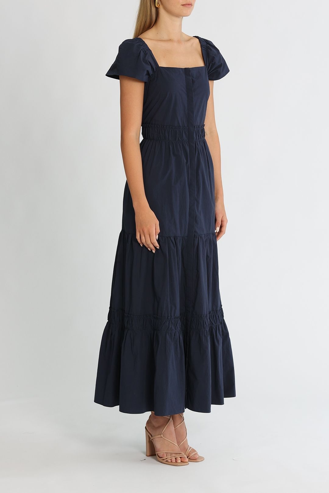 Morrison Mia Short Sleeve Maxi Dress Navy Ruched