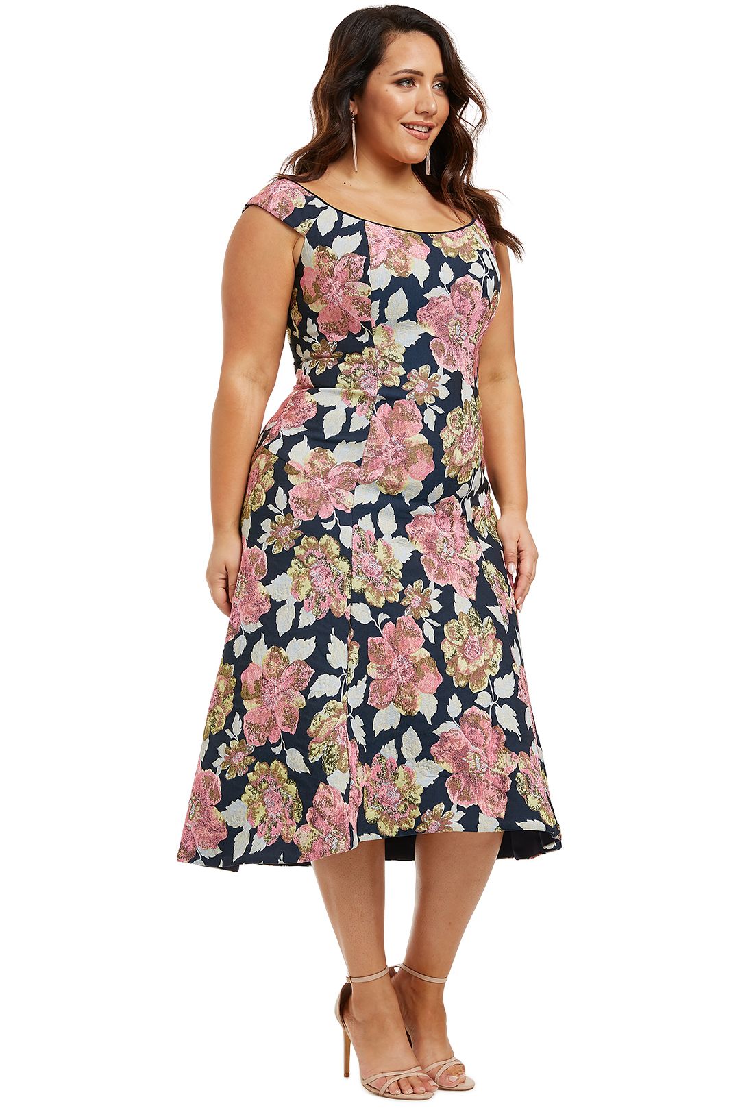 Beatrice Midi A-Line Dress in Floral by Moss and Spy for Hire | GlamCorner