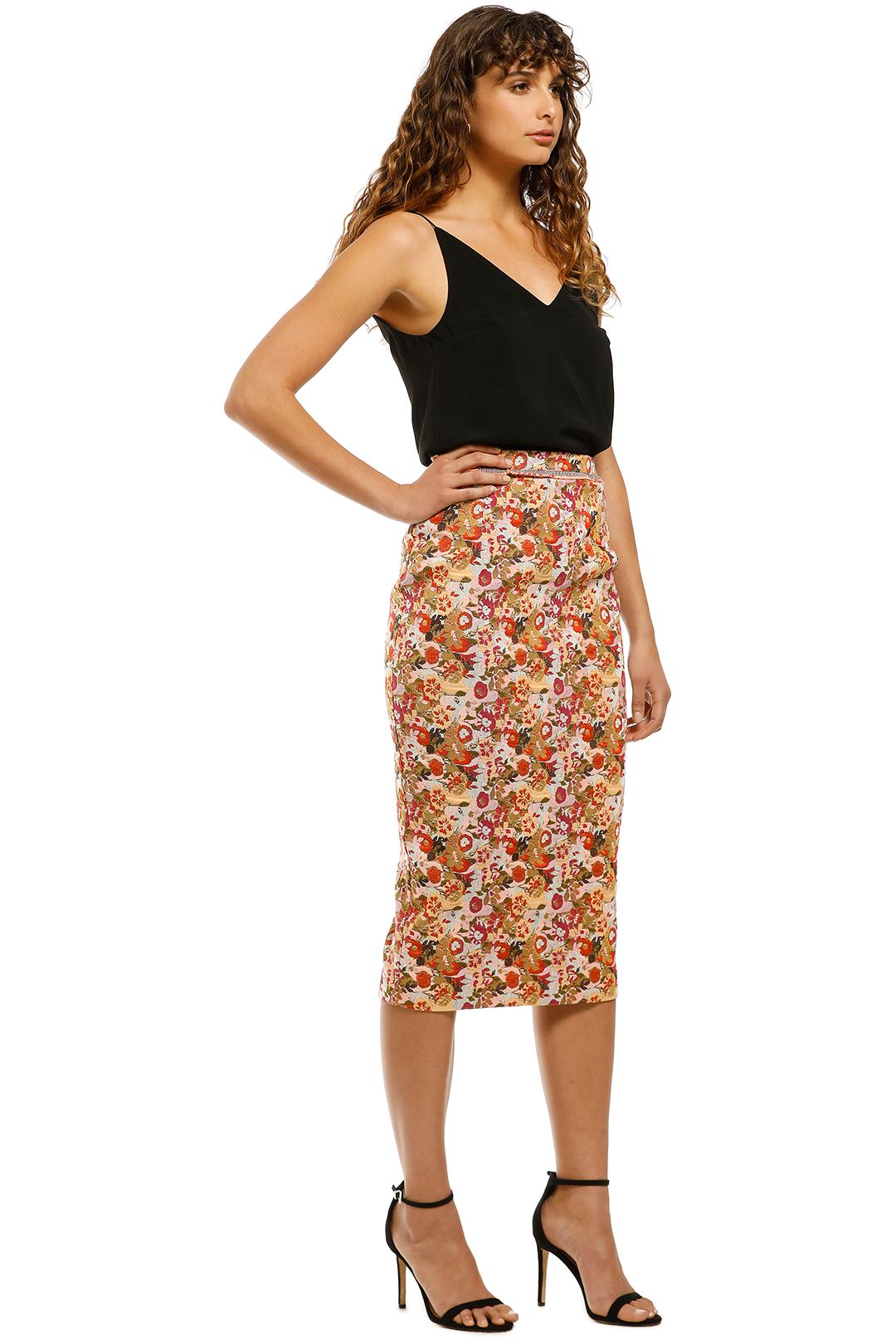 Moss-and-Spy-Monet-Pencil-Skirt-Floral-Side