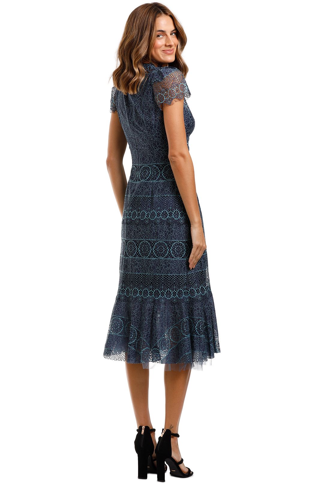 chinese dress ladies Chiara White Lace Panel Pleated Midi Dress main image 1