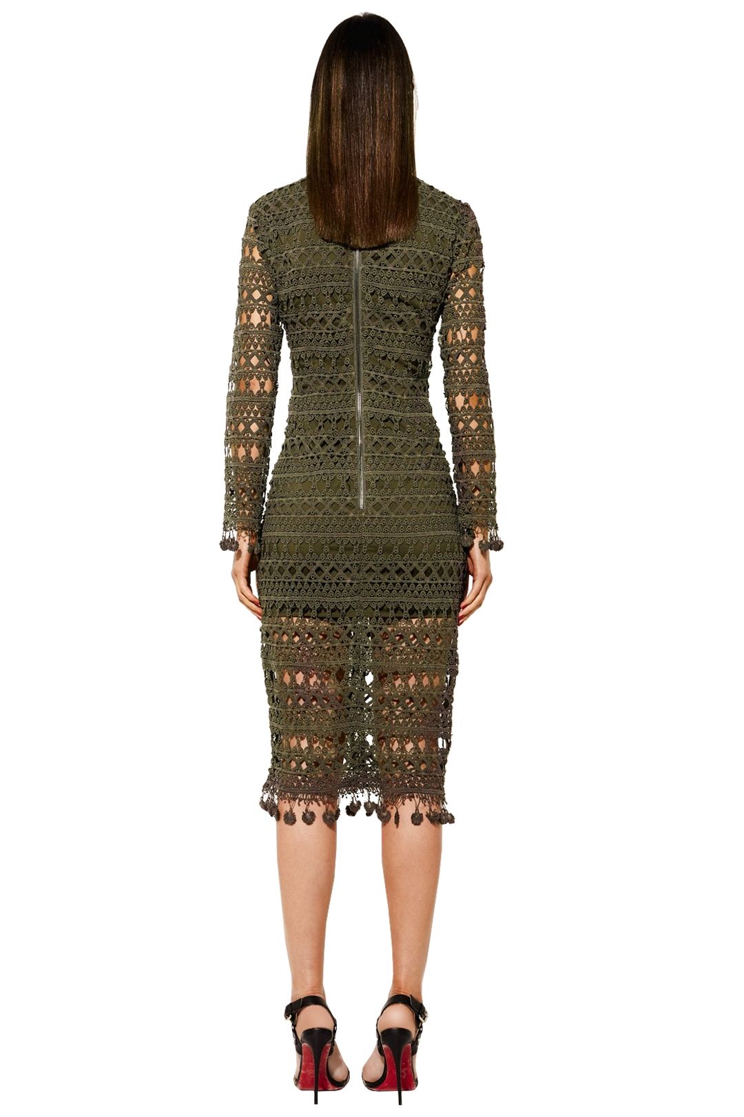 green emerald velvet dress Mossman pre-owned celery Perception midi dress - size UK 10