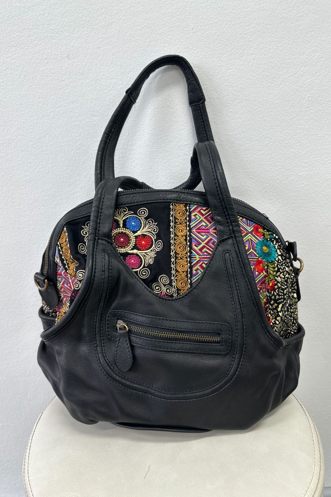 Multi Embellished Leather Bag