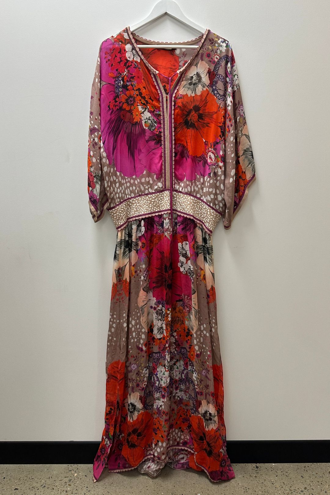 Buy Multi Garden of Eden Silk Caftan Dress | Roberto Cavalli | GlamCorner