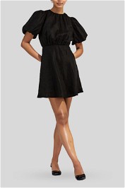 Dissh Nat Black Gathered Linen Mini Dress