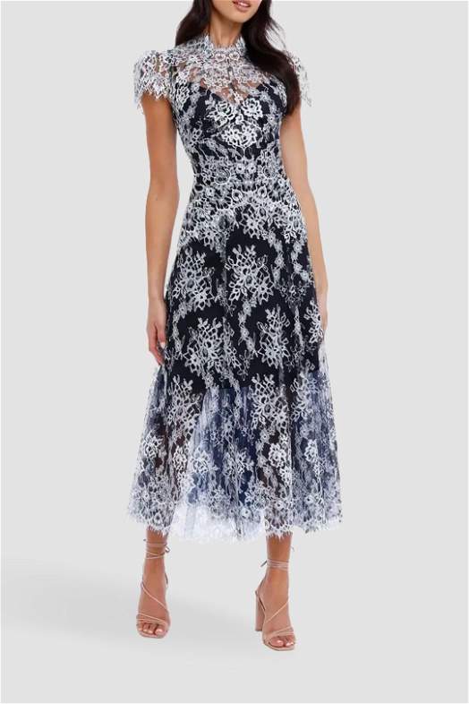 chinese dress ladies Dusty Blue Mother Of The Bride Dresses Mock Two-Piece Lace Bodice 3/4