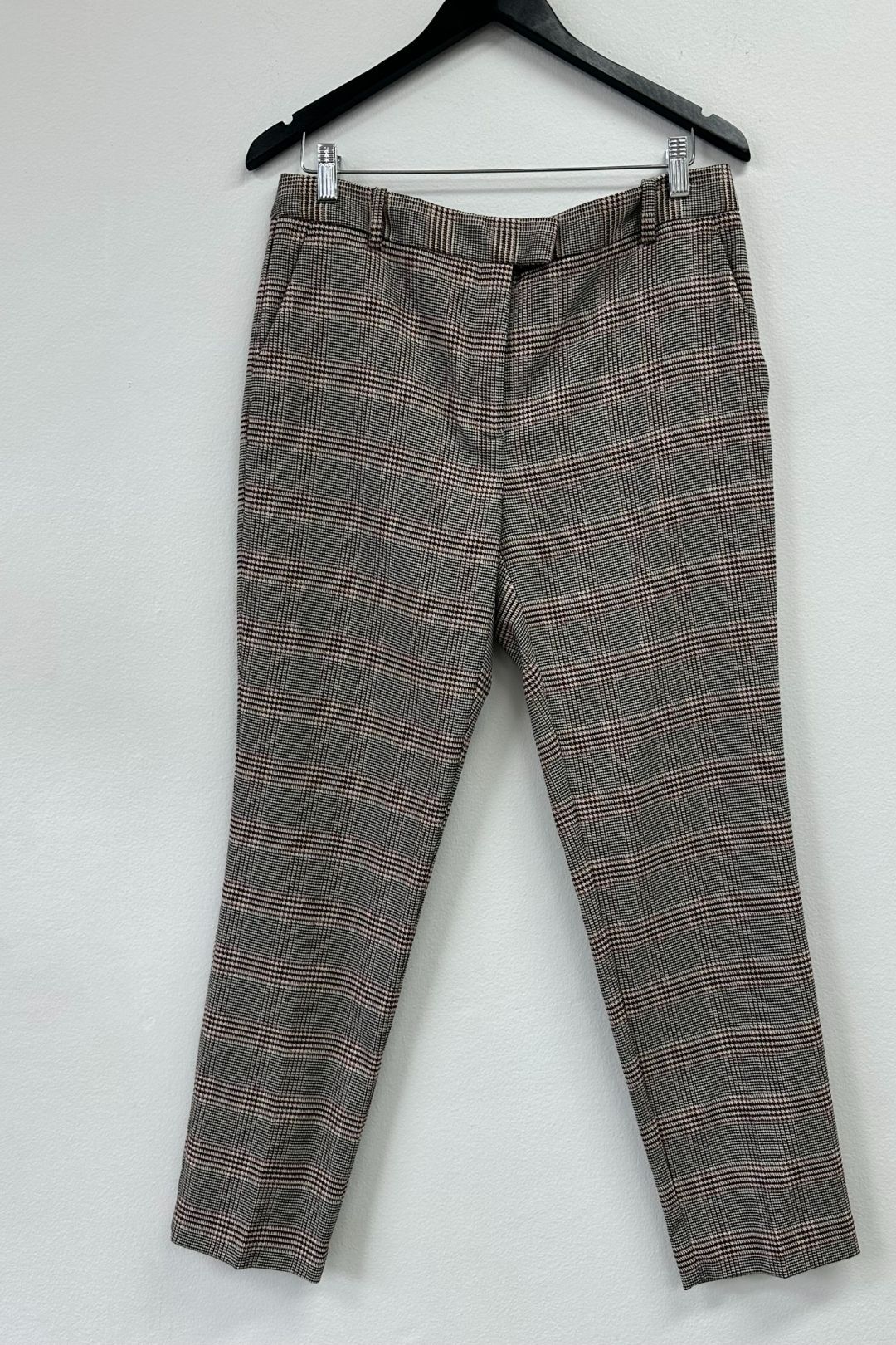 Navy and Rust Check Slim Fit Trousers