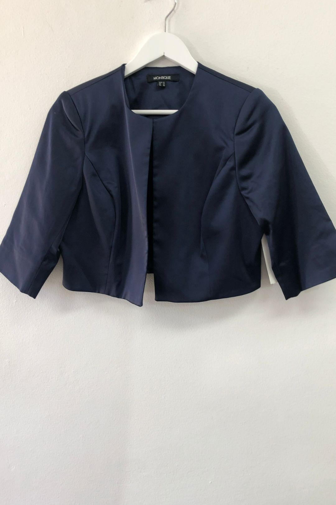 Navy Cropped Sateen Bolero
