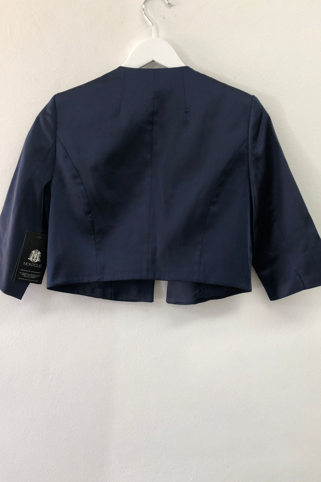 Navy Cropped Sateen Bolero