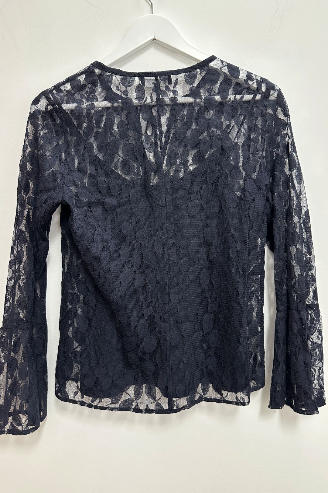 Saba Navy Leaf Lace Sheer Shirt with Cami
