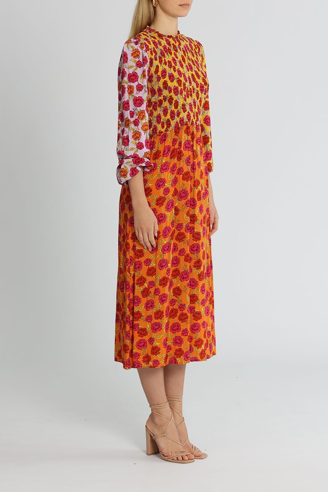 Never Fully Dressed Floral Clash Dress Balloon Sleeves