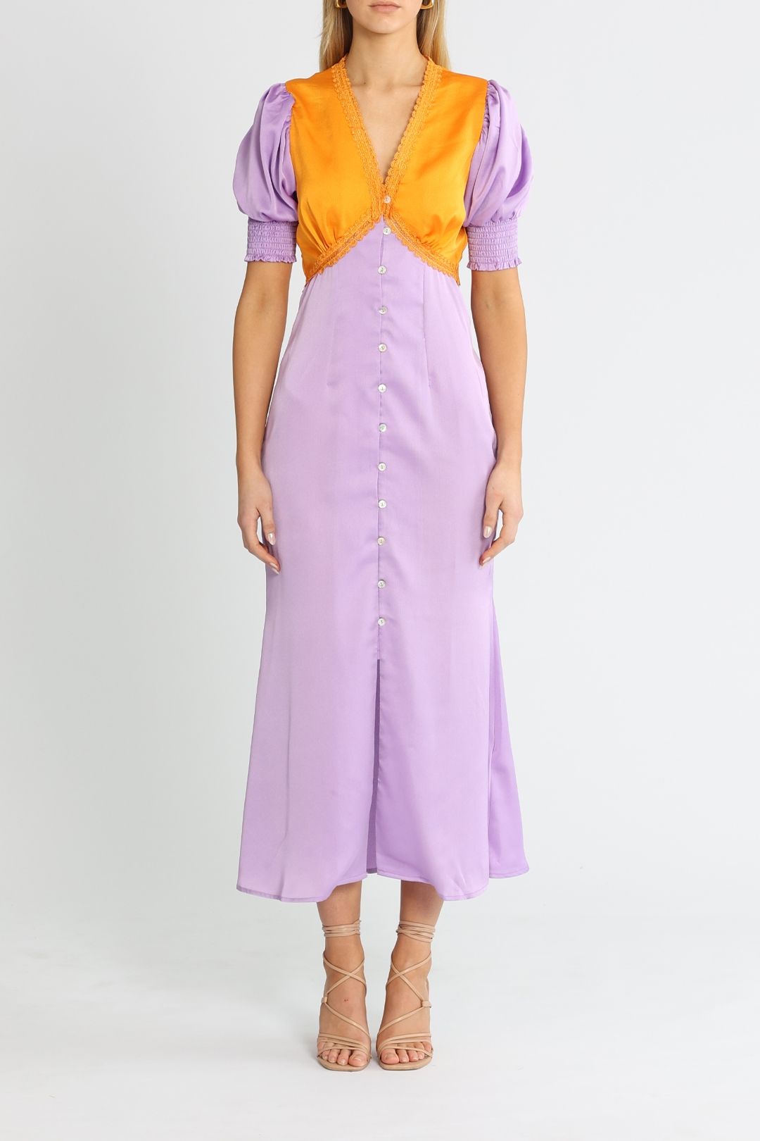 Never Fully Dressed Lilac And Orange Lindos satin