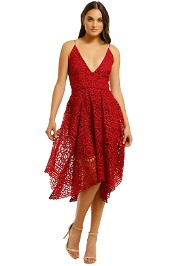 Nicholas - Floral Lace Ball Dress - Berry Red - Front