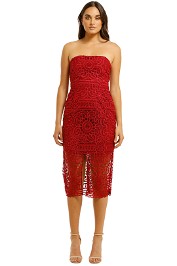 Nicholas - Geo Floral Lace Strapless - Berry Red - Front