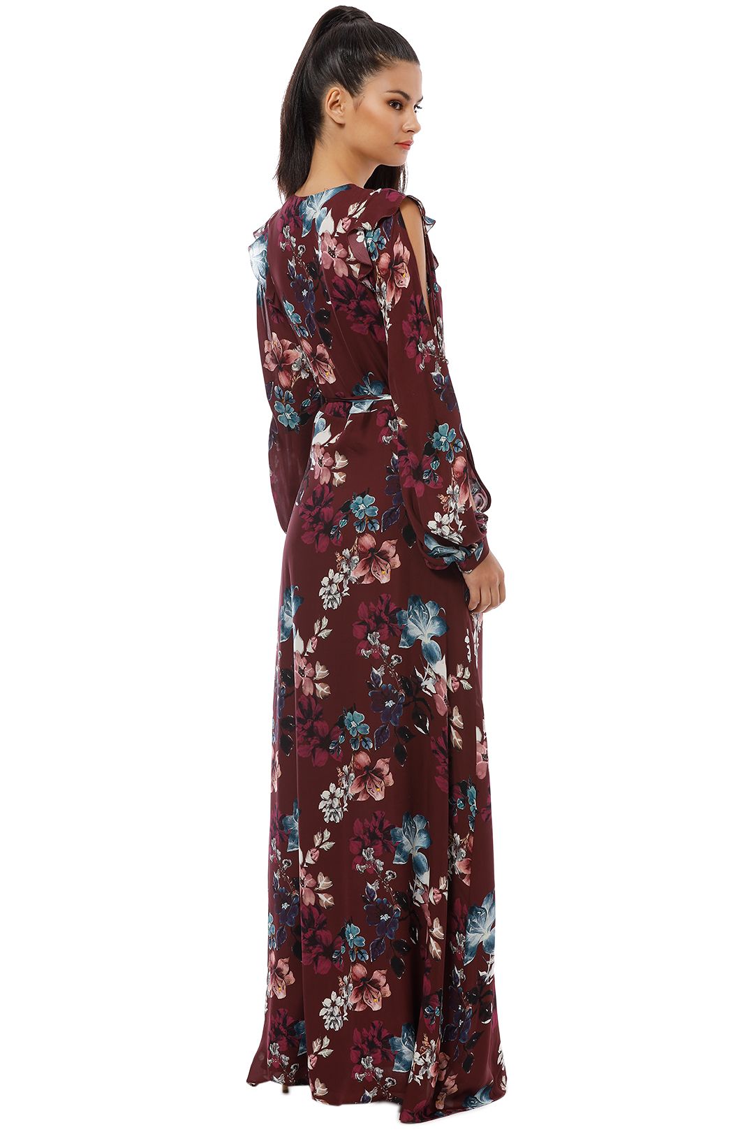Burgundy Floral Wrap Dress by Nicholas for Hire