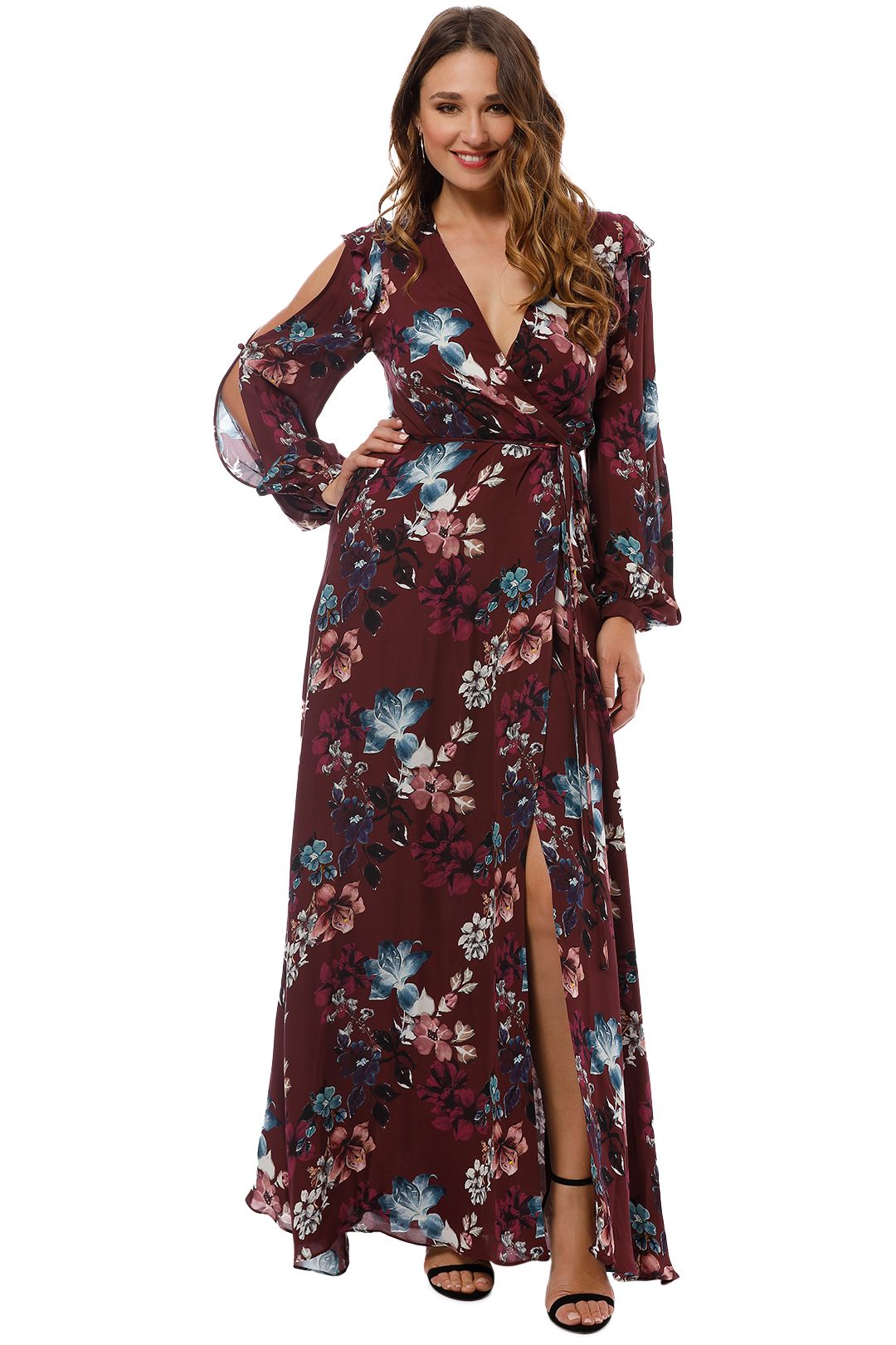 Nicholas burgundy floral discount dress