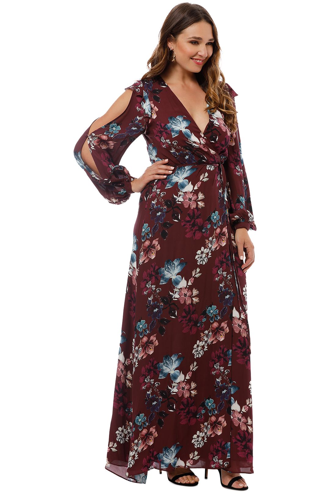 Nicholas burgundy sale floral dress