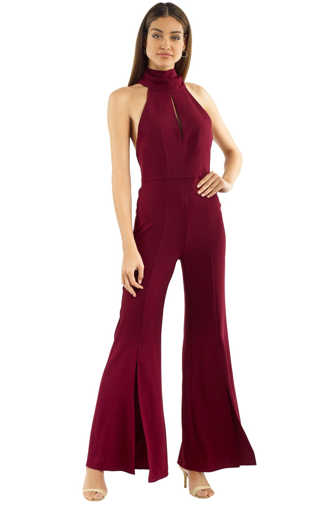 Nicholas the Label - Crepe Sleeveless Jumpsuit - Burgundy - Front