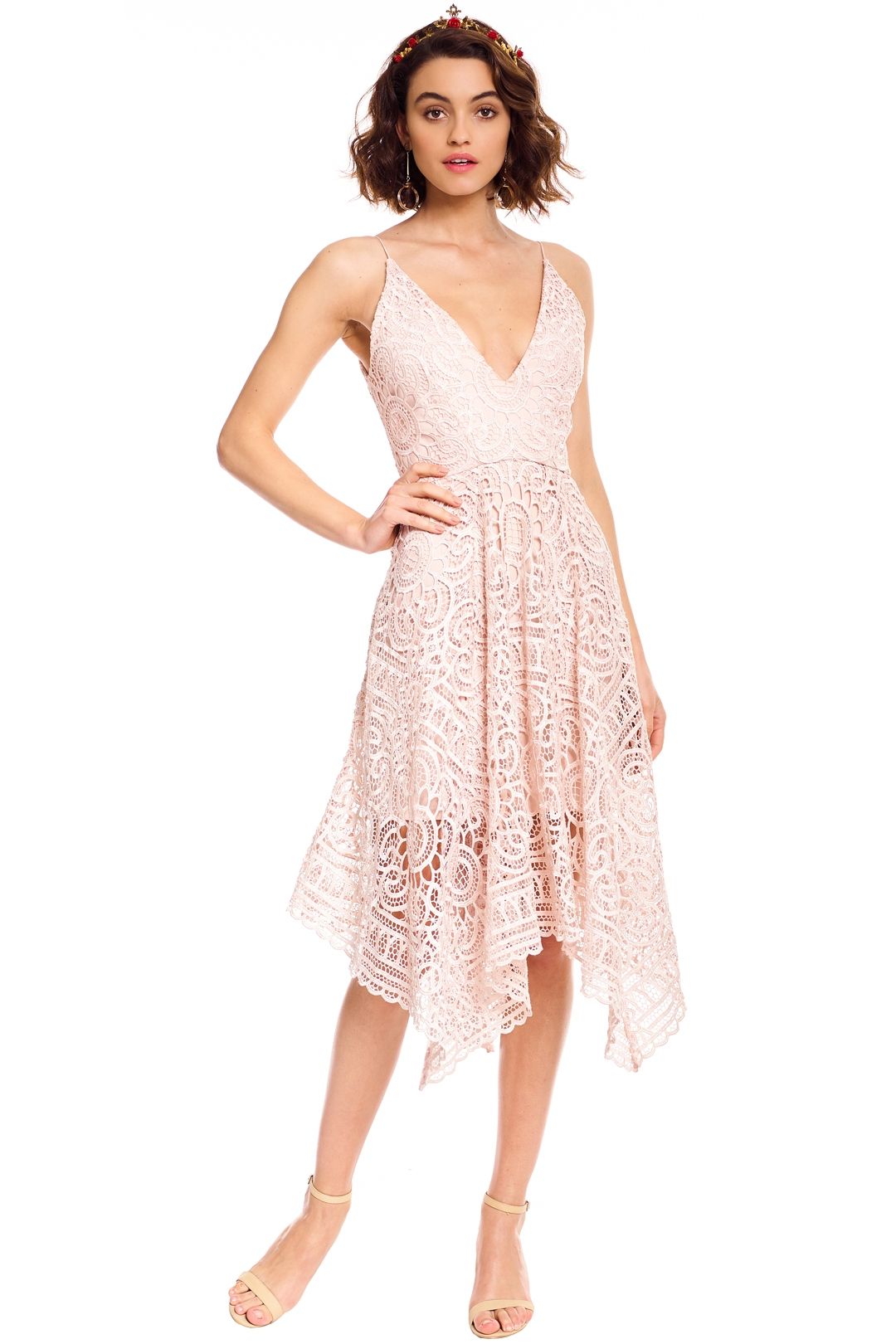 Nicholas - Floral Lace Ball Dress - Antique Pink - Front