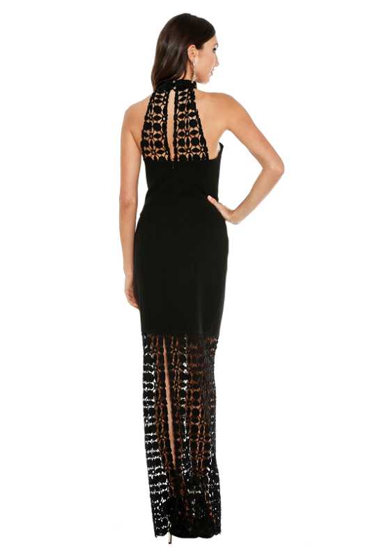 navy blue dress for baby girl Mosaic Lace Halter Gown in Black by Nicholas for Rent