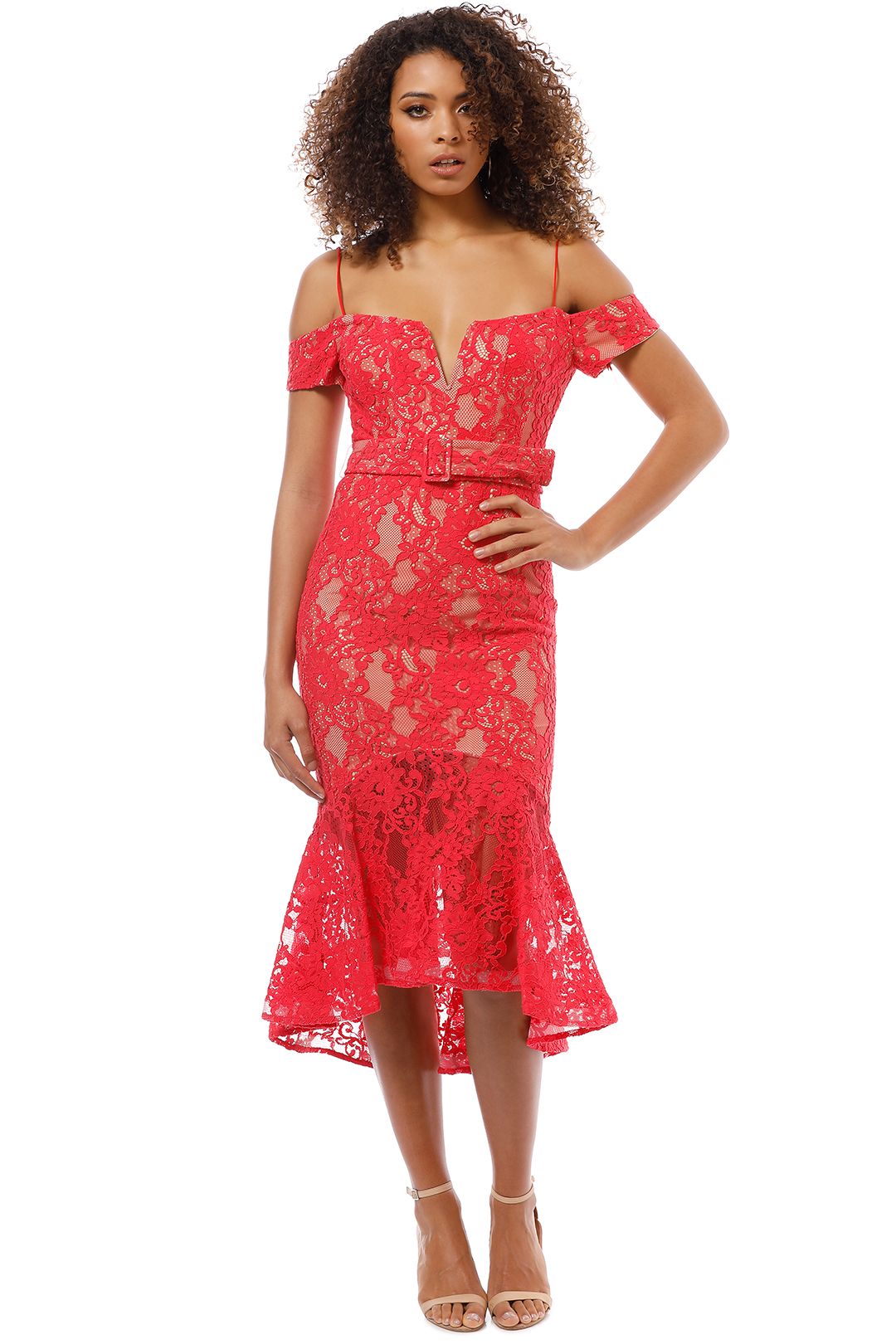 Rubie Lace Corset Dress in Watermelon by Nicholas for Rent