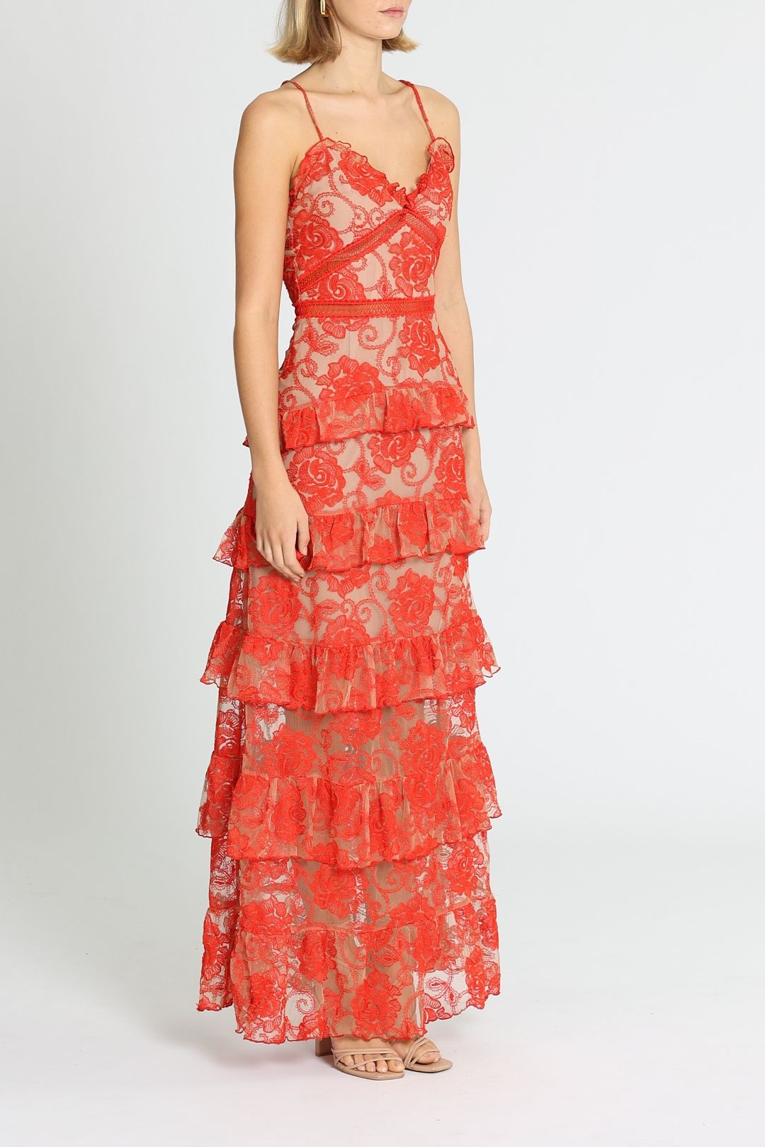 Nicholas The Label Rosie Lace Tiered Gown Maxi
