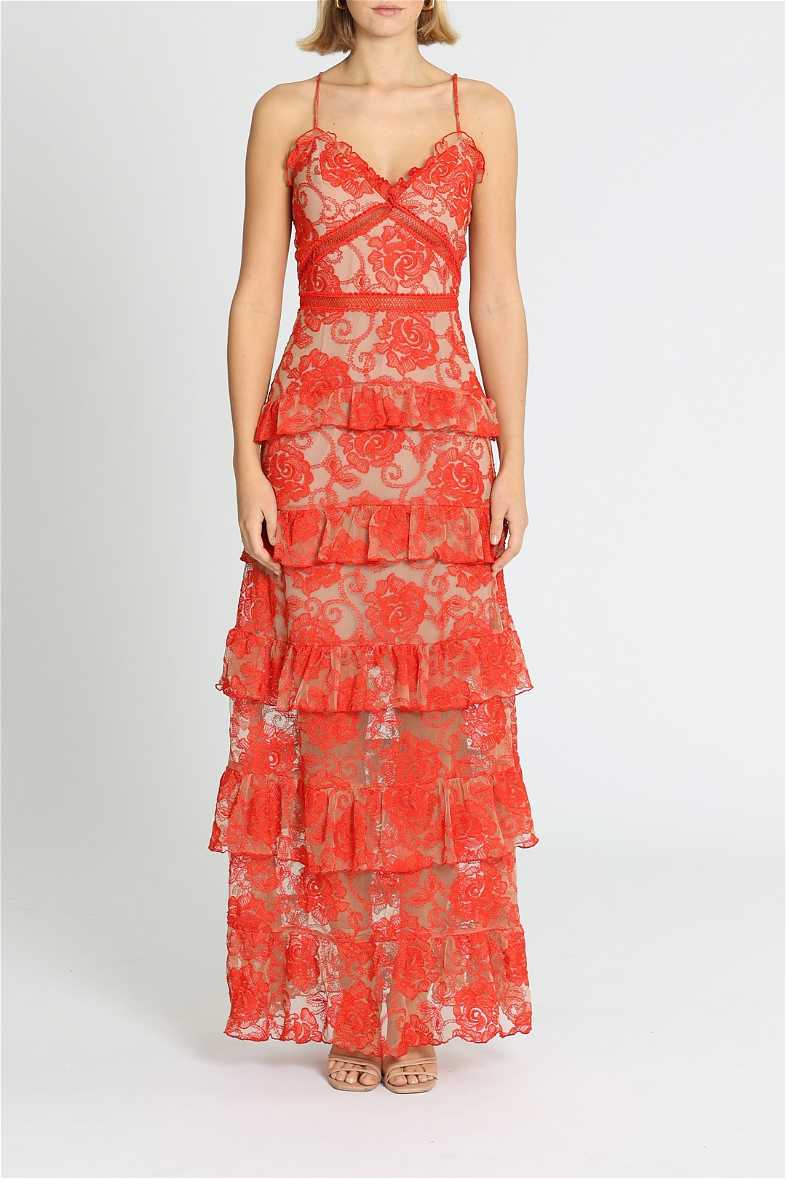 Rosie Lace Tiered Gown by Nicholas the Label for Rent