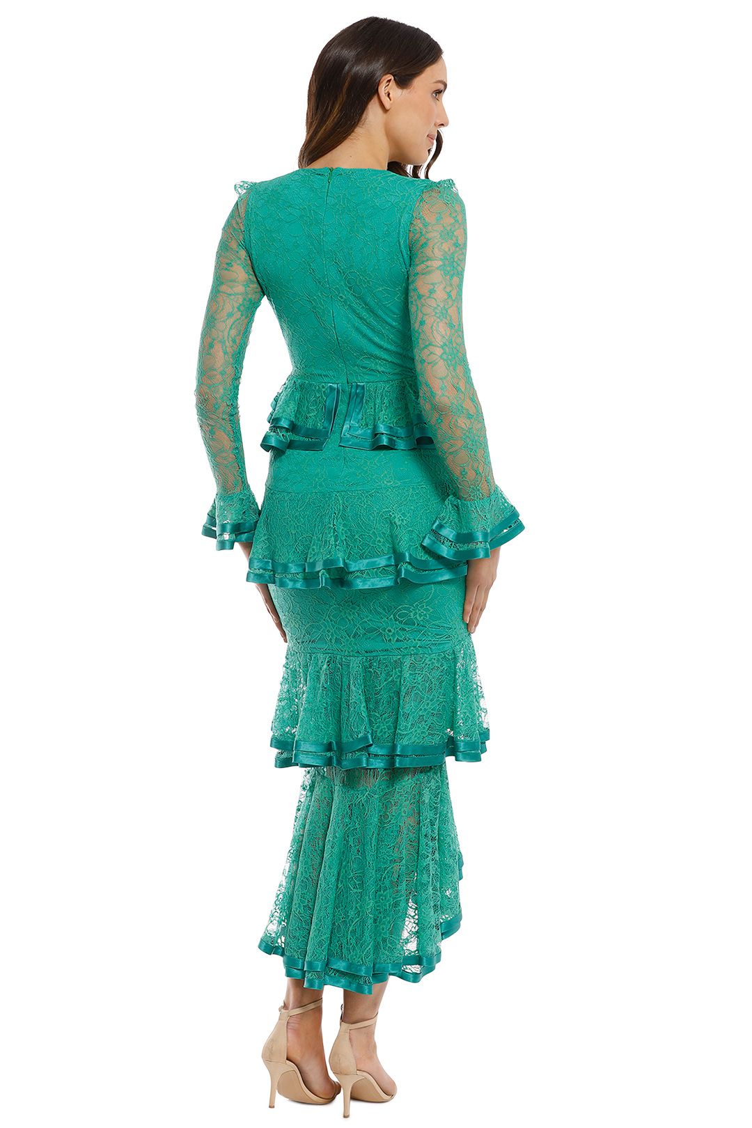 Green lace long new arrivals sleeve dress
