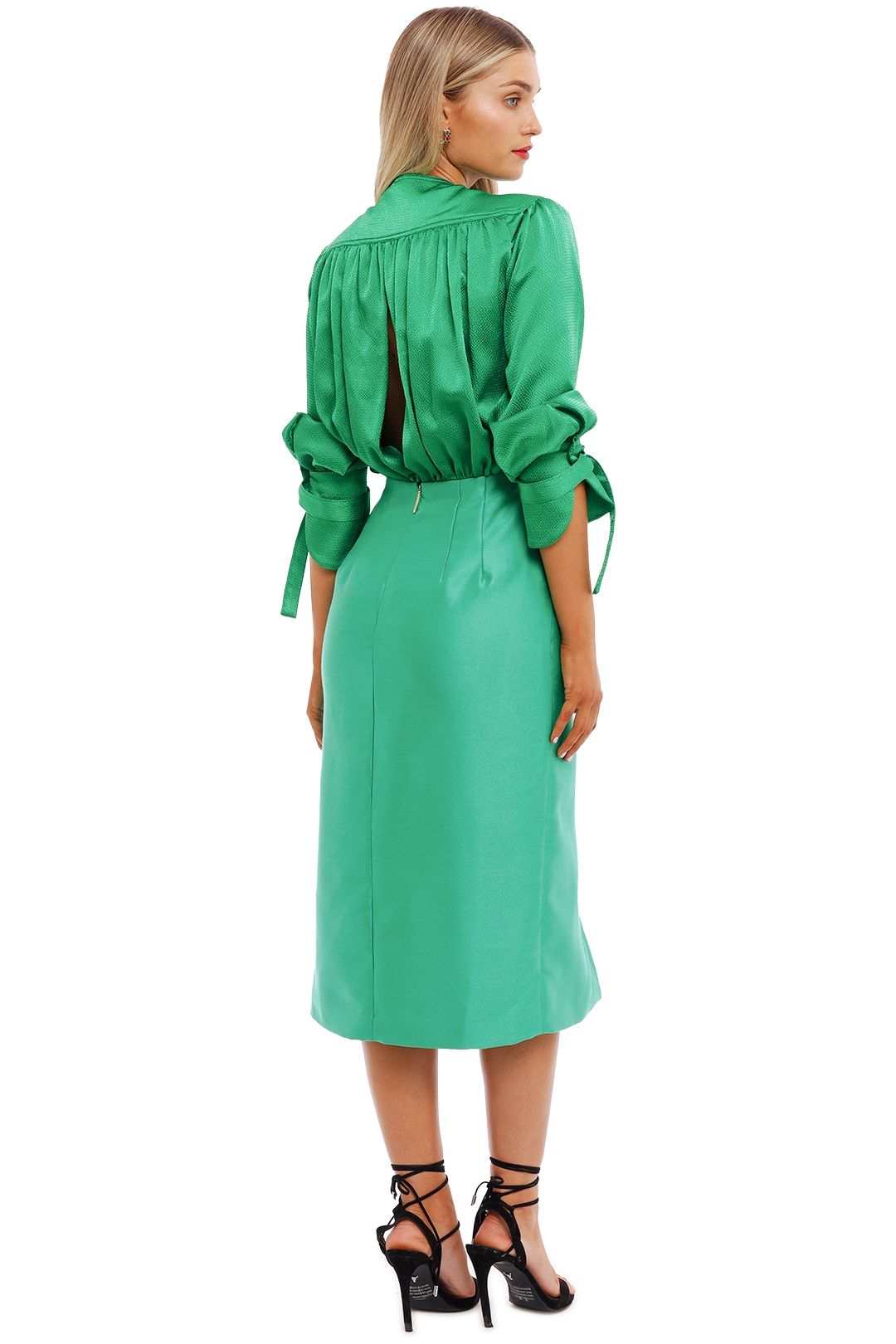 Hire Arida Low Plunge Dress in Green | Nicola Finetti | GlamCorner