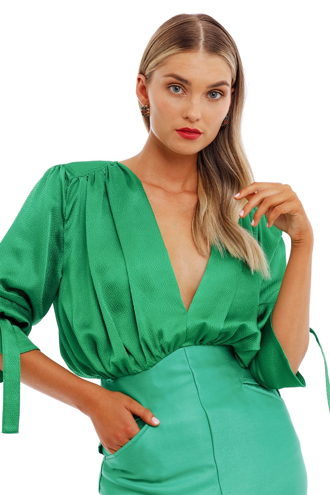 Arida Low Plunge Dress Green