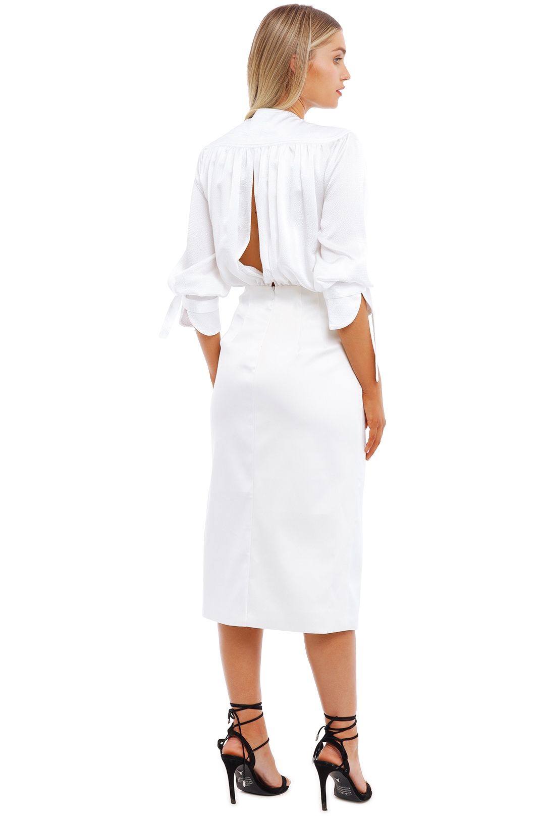 Nicola Finetti Arida Low Plunge Dress White slit