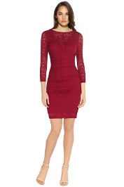 Nicole Miller - Illusion 3-4 Sleeve Dress - Red - Front