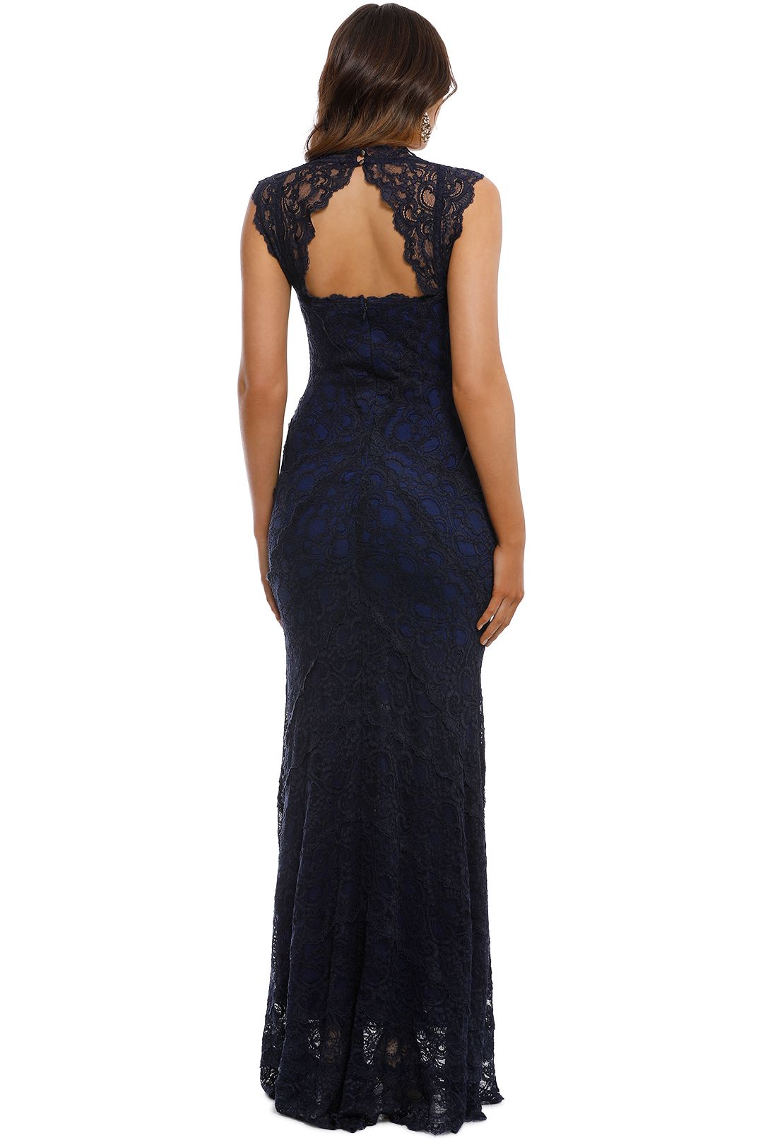 Nicole miller stretch lace dress with open back detail top