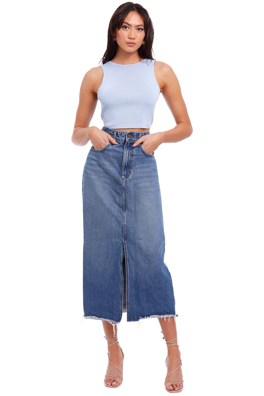 Hire Avery Skirt in Waterfall Nobody Denim GlamCorner