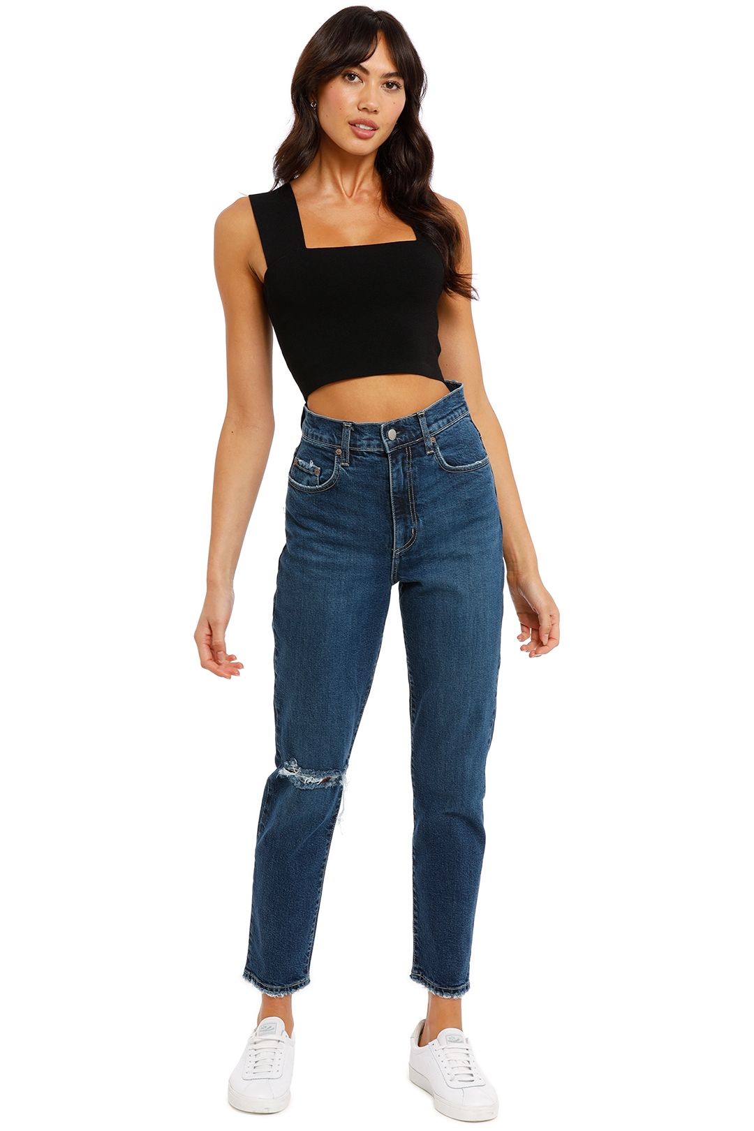 Nobody Denim Frankie Jean Stretch Dark Blue tear