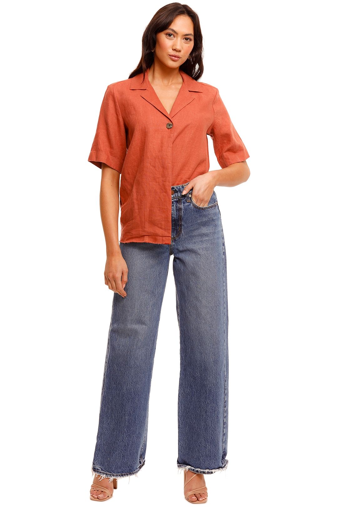 Nobody Denim Gallery Linen Shirt Rust