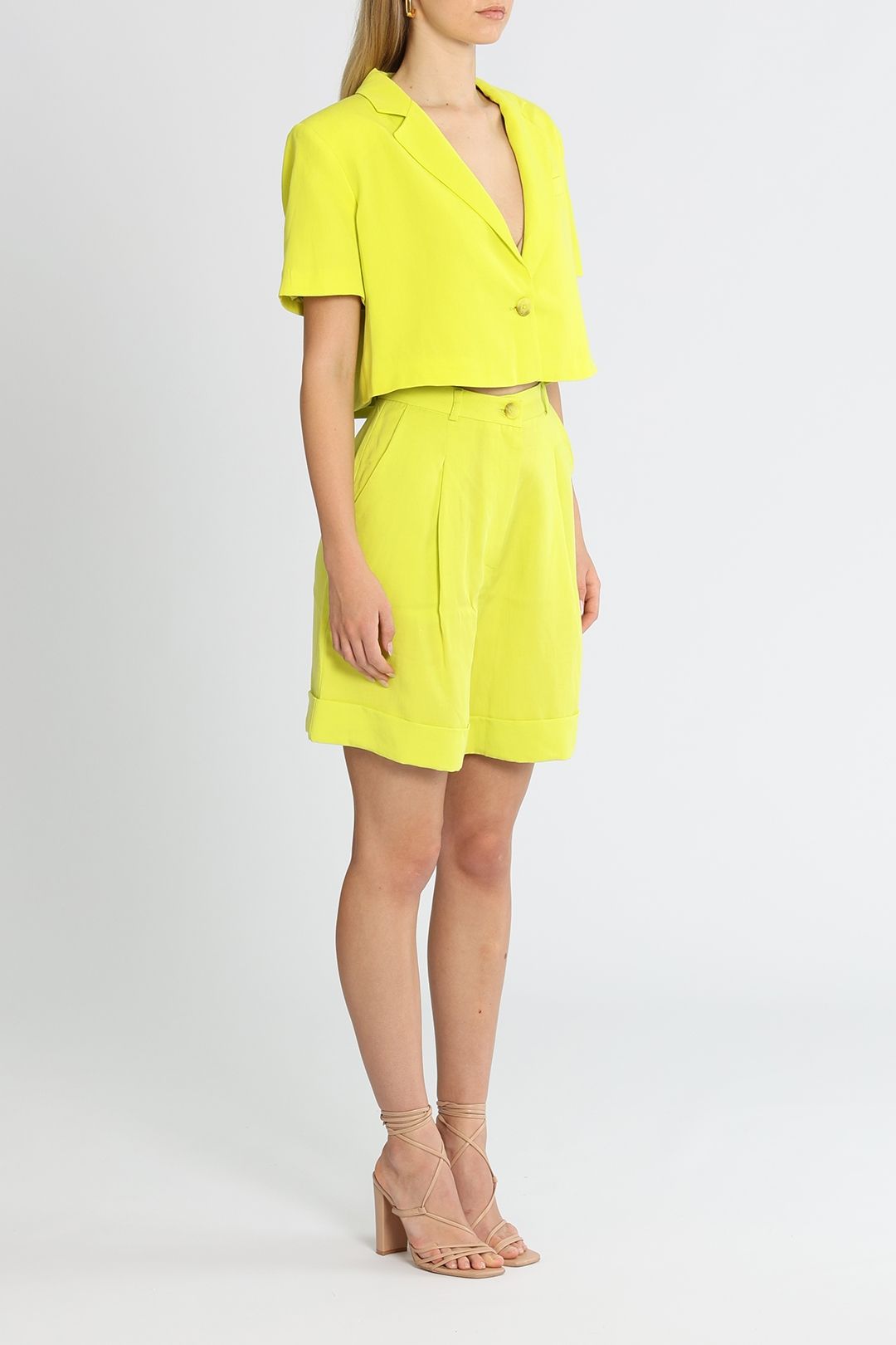 Nocturne Short Cropped Jacket and Short Set Green