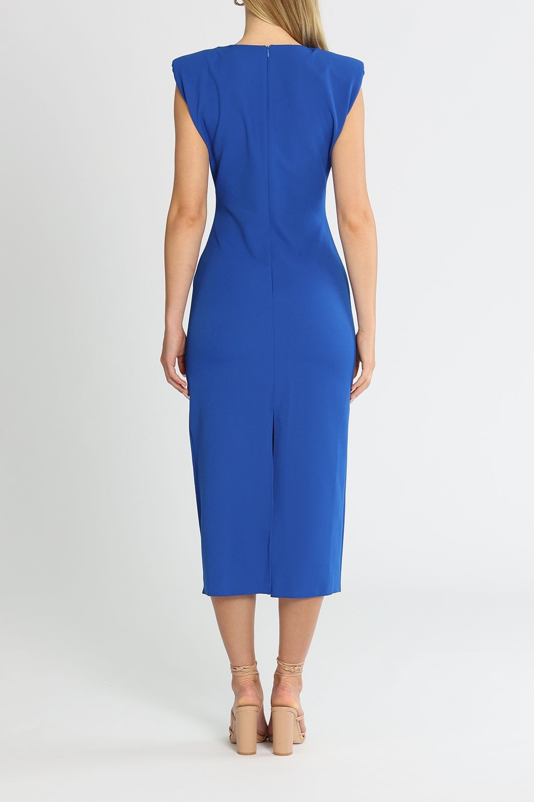 Nocturne Shoulder Pad Pencil Dress Midi