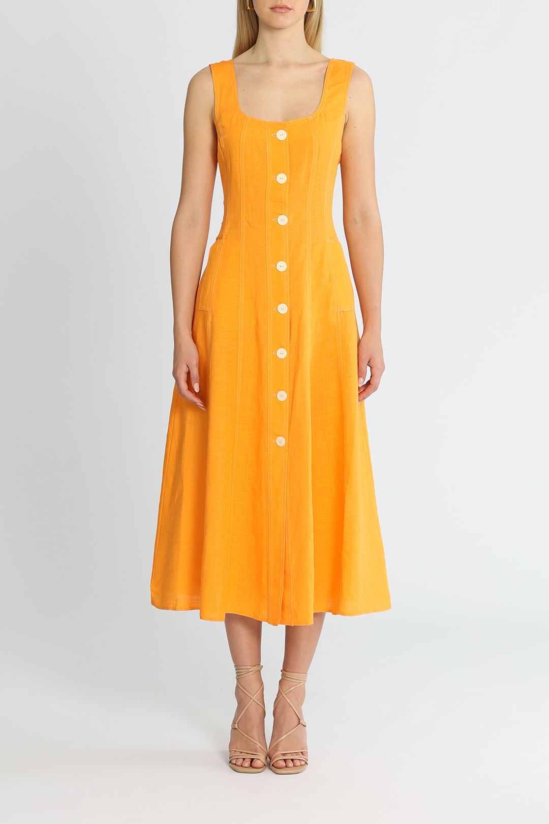 Hire Wide Strap Linen Dress | Nocturne | GlamCorner
