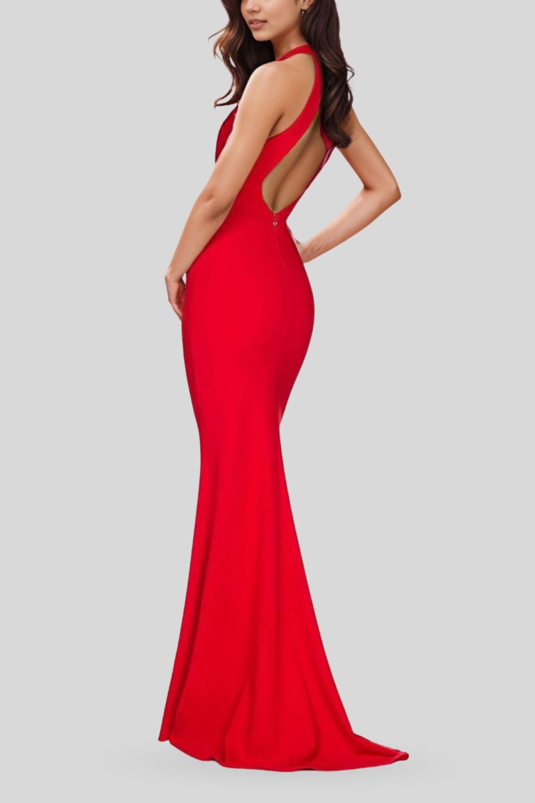Jasmine Halter Gown in Red back