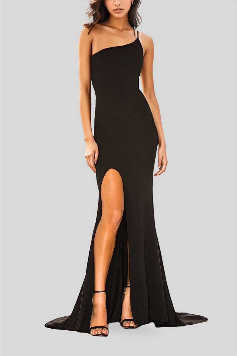 Off Shoulder Formal Long Black Evening Dress Plus Size with 3/4