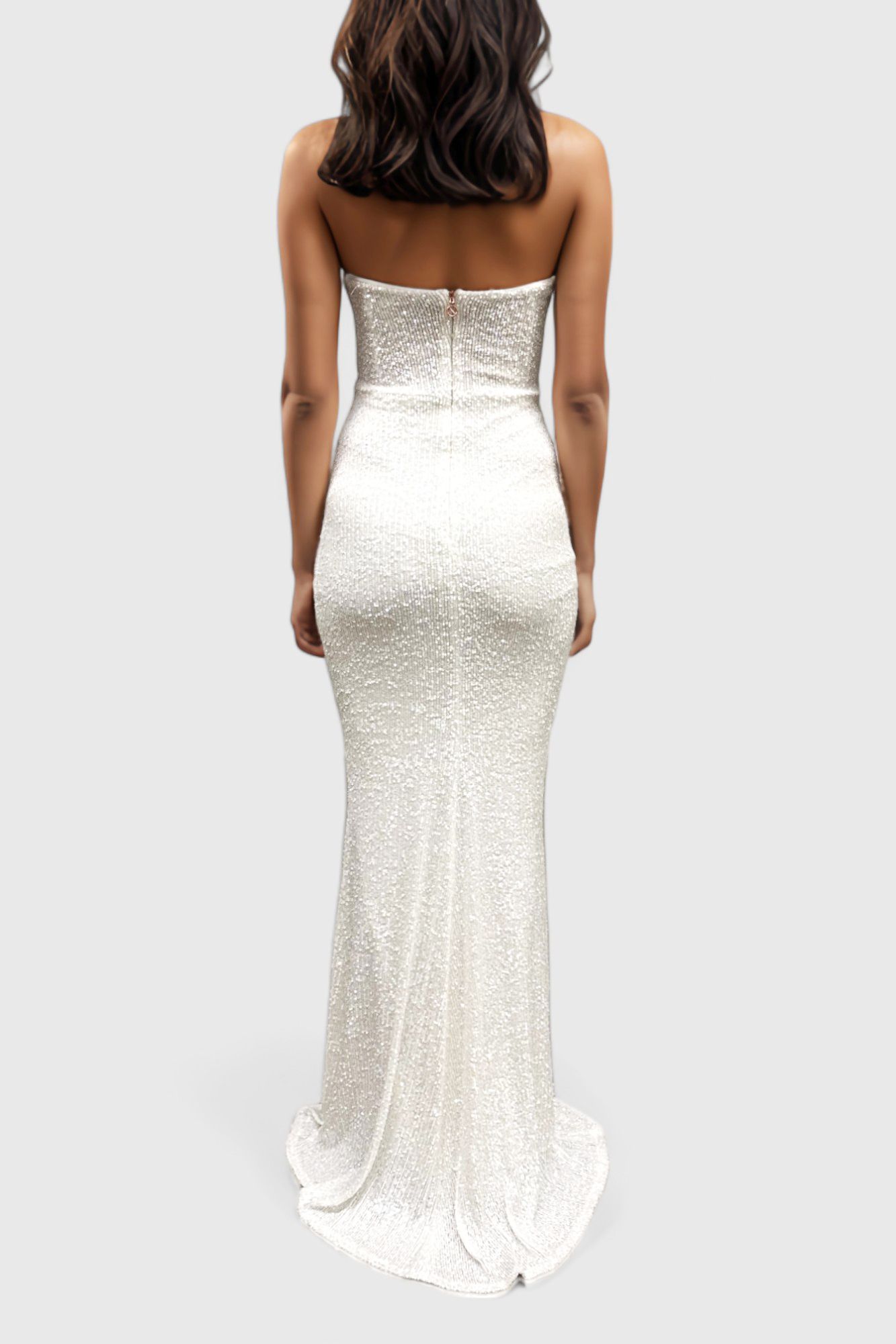 Nookie Sweetheart Sequin White Gown Back