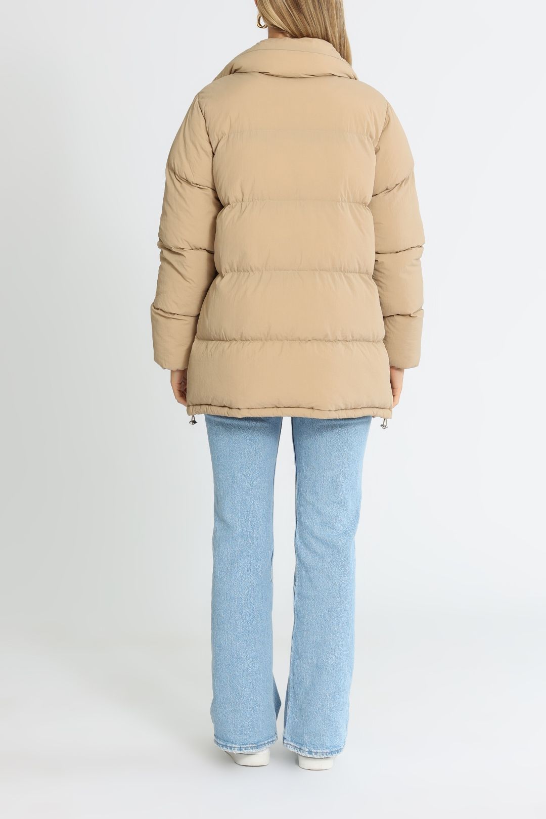 Hire Topher Longline Puffer in Sepia Nude Lucy GlamCorner