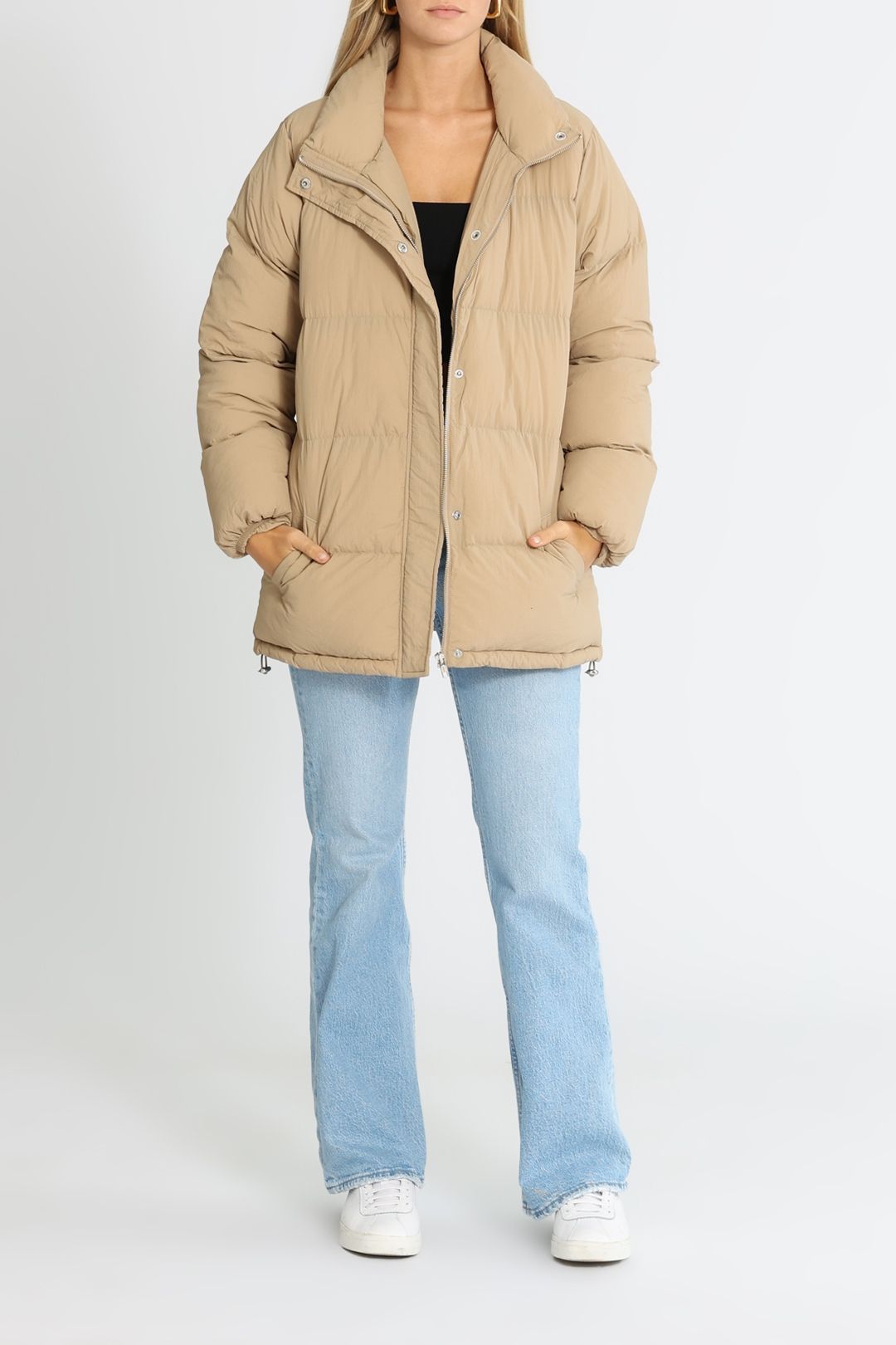Hire Topher Longline Puffer in Sepia | Nude Lucy | GlamCorner