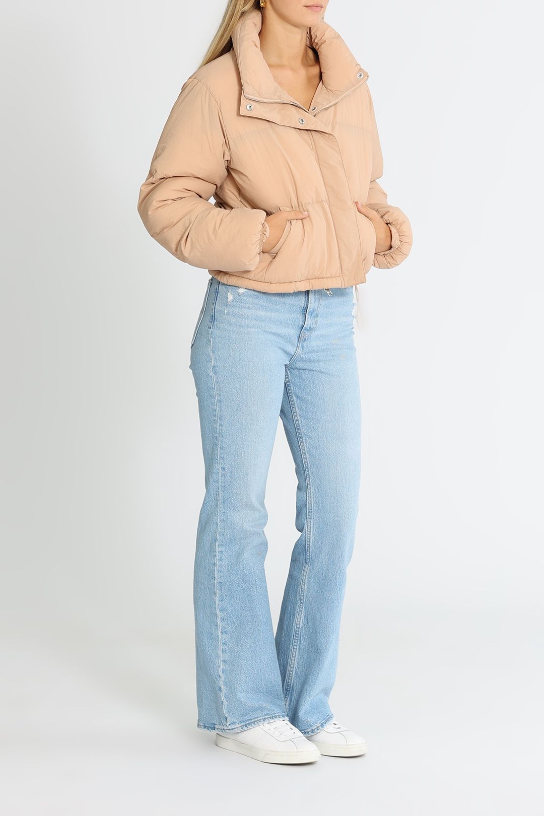Nude Lucy Topher Puffer Jacket Desert Long Sleeves