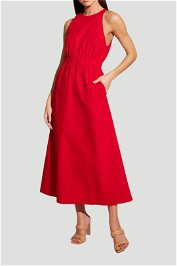 Odyssey Salerno Cinched Waist Midi Dress in Red