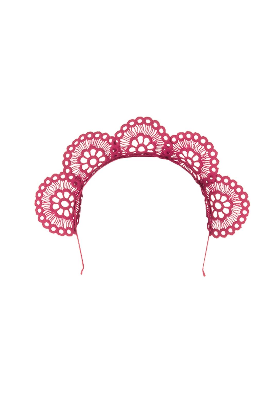 Olga Berg - Claire Lace Headband - Pink - Front