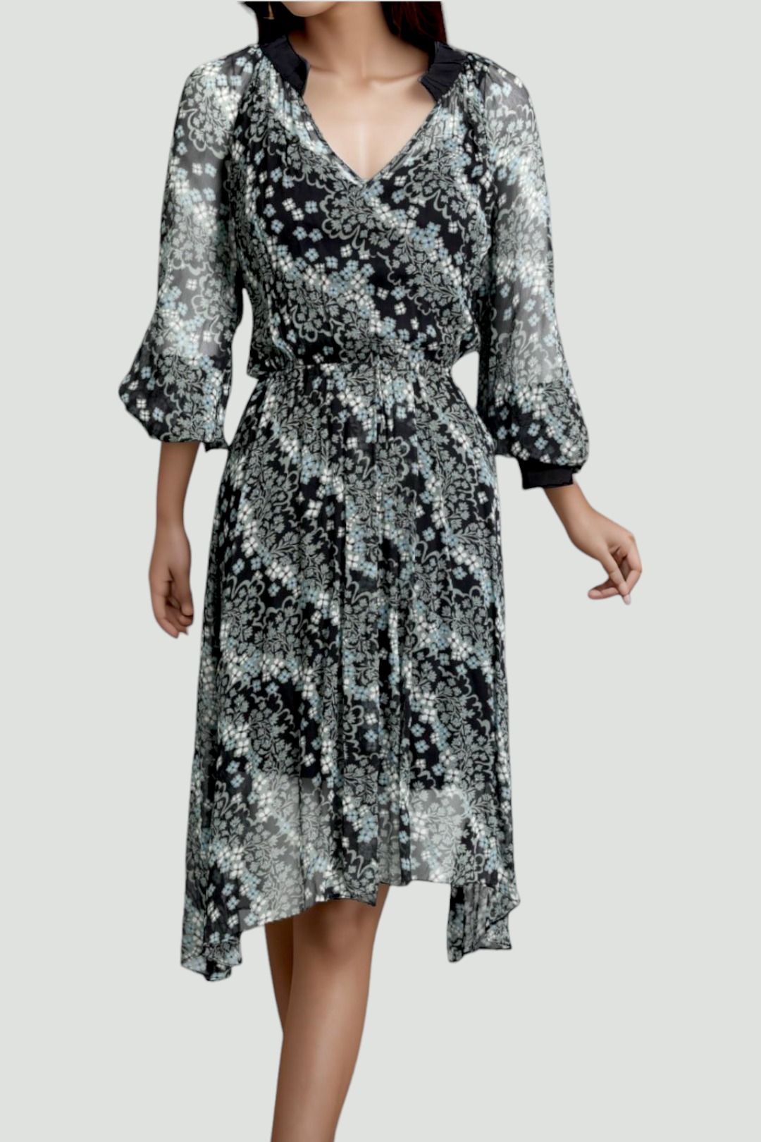 Black sheer floral hotsell dress