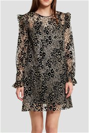 Opening Ceremony Glittered Flocked Corded Lace Mini Dress In Black Multi